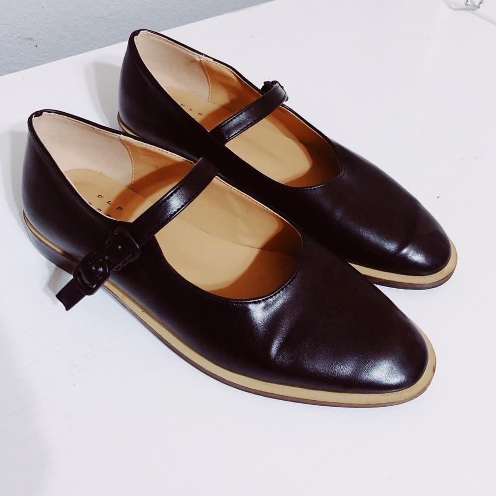Maryjane black leather flats
